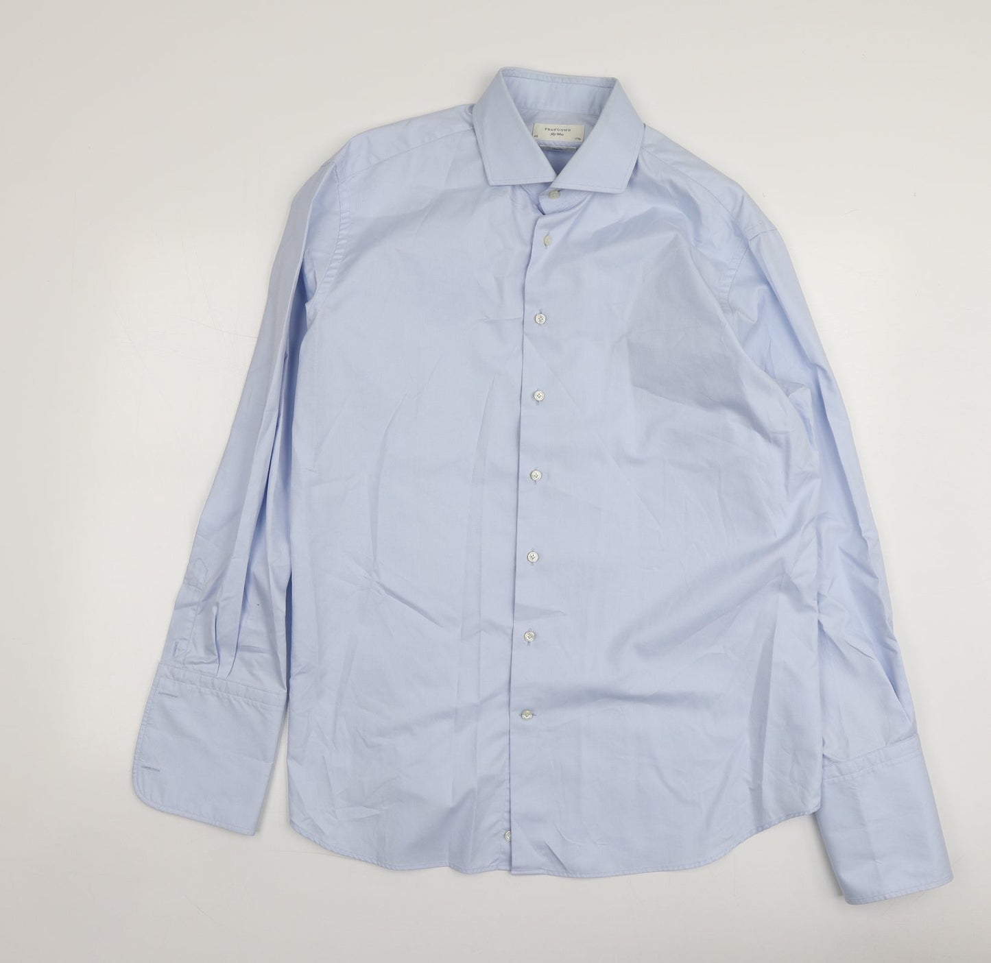 Profuomo Mens Blue  Cotton  Button-Up Size 45 Collared