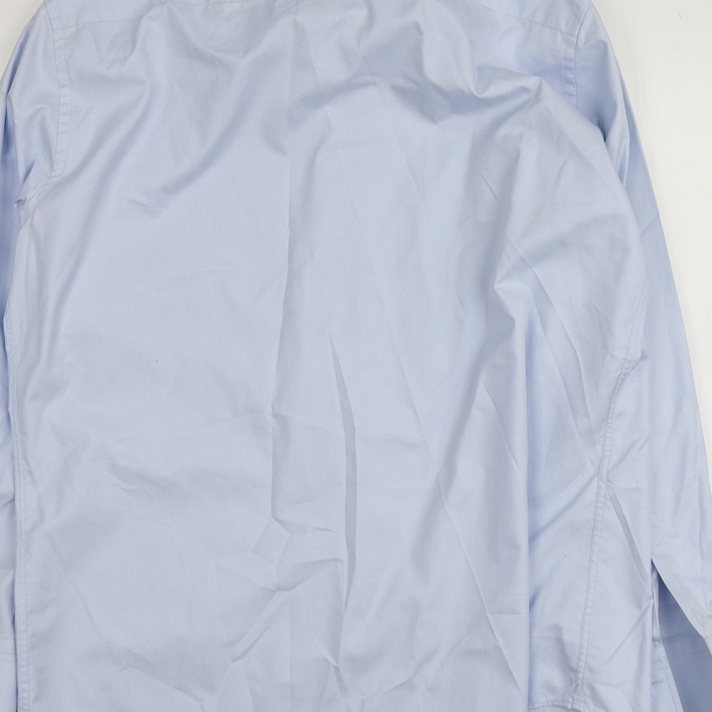 Profuomo Mens Blue  Cotton  Button-Up Size 45 Collared