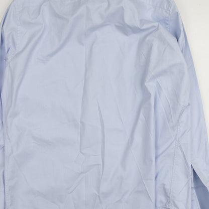 Profuomo Mens Blue  Cotton  Button-Up Size 45 Collared