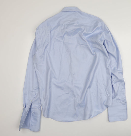 Profuomo Mens Blue  Cotton  Button-Up Size 45 Collared