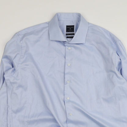 Profuomo Mens Blue  Cotton  Button-Up Size 45 Collared