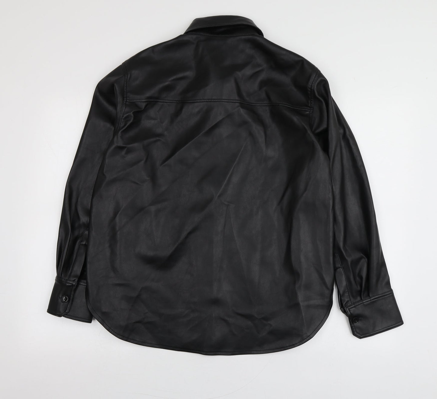 Womens UK Size M H&M Black Basic Button-Up