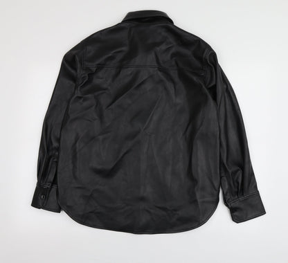 Womens UK Size M H&M Black Basic Button-Up