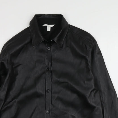 Womens UK Size M H&M Black Basic Button-Up