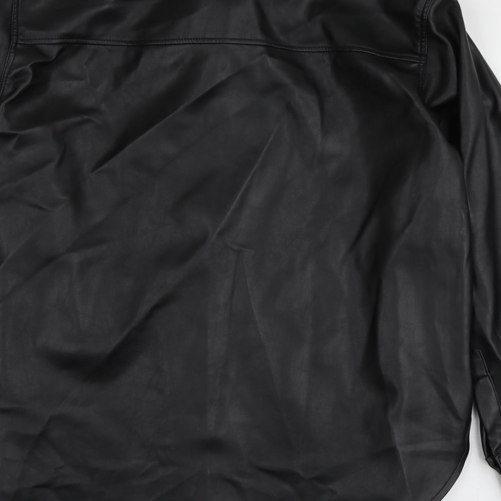 Womens UK Size M H&M Black Basic Button-Up