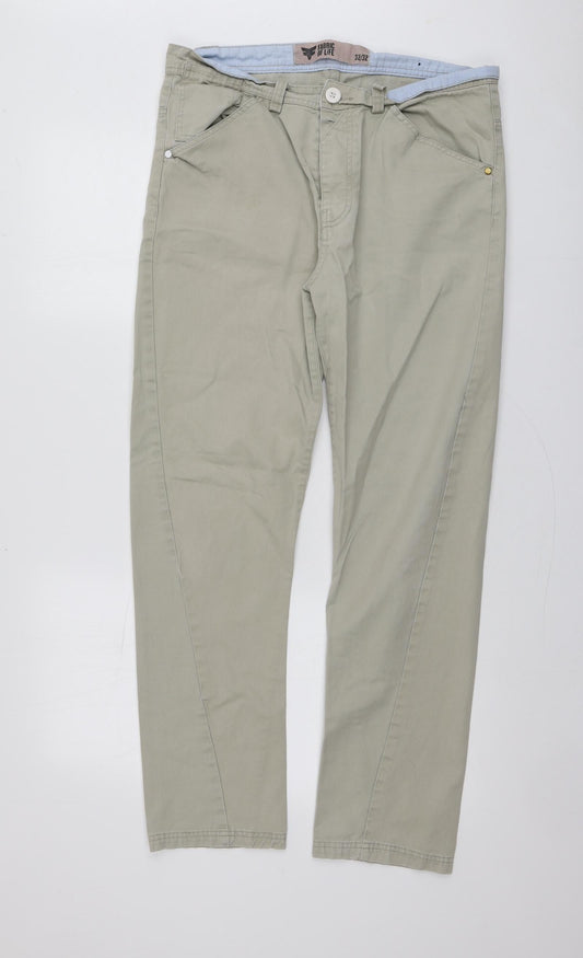 Fabric of Life Mens Beige  Cotton Trousers  Size 32 L29 in Regular