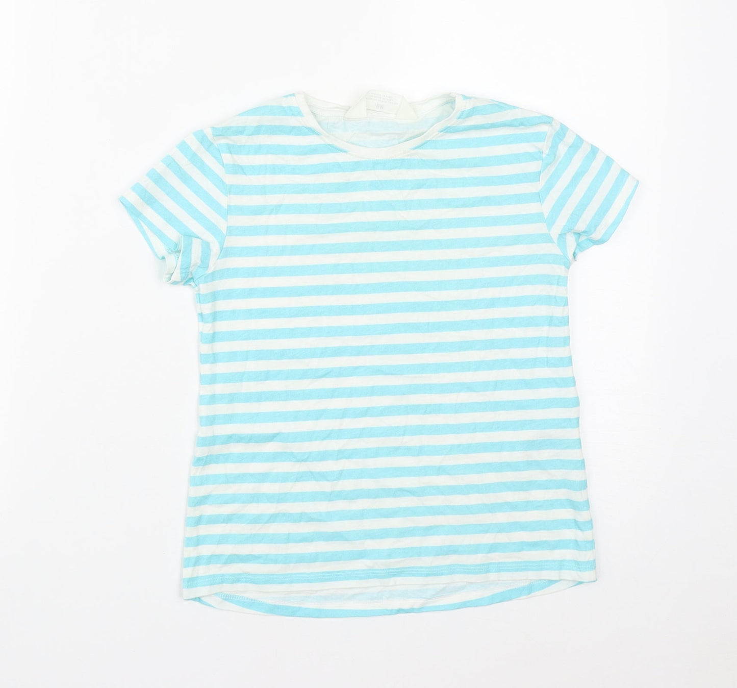 H&M Girls Multicoloured Striped Cotton Basic T-Shirt Size 8 Years Round Neck