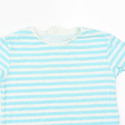 H&M Girls Multicoloured Striped Cotton Basic T-Shirt Size 8 Years Round Neck