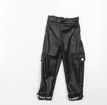 Bordo  Girls Black  Polyamide Cargo Trousers Size 3 Years  Regular