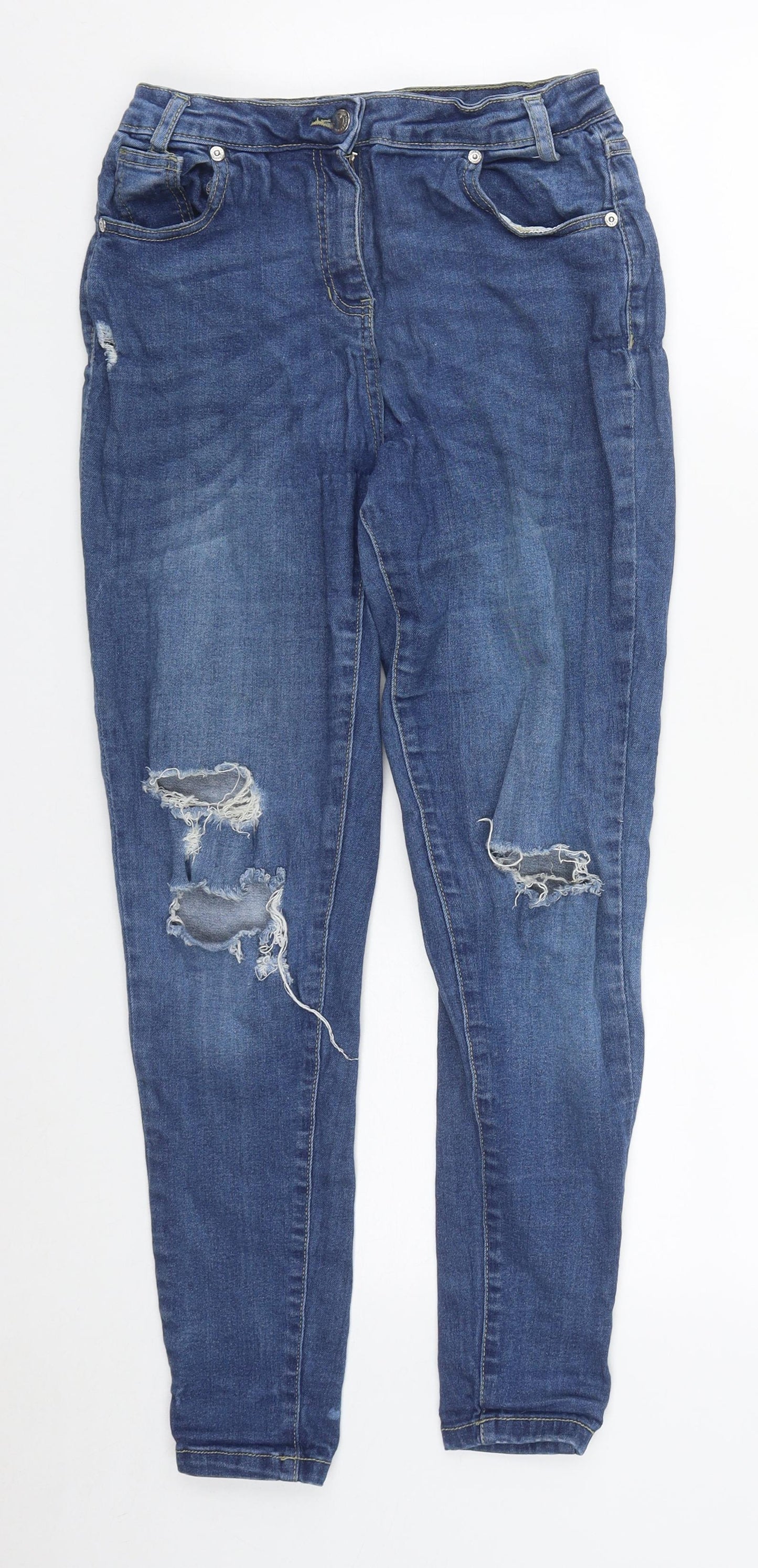 Parisian Womens Blue  Cotton Straight Jeans Size 8 L27 in Regular Zip