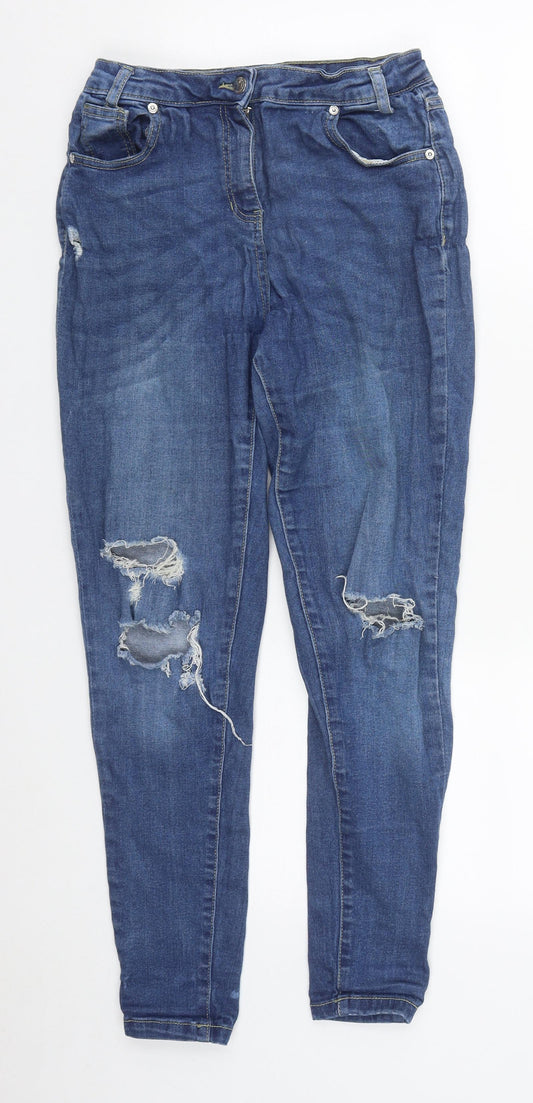 Parisian Womens Blue  Cotton Straight Jeans Size 8 L27 in Regular Zip