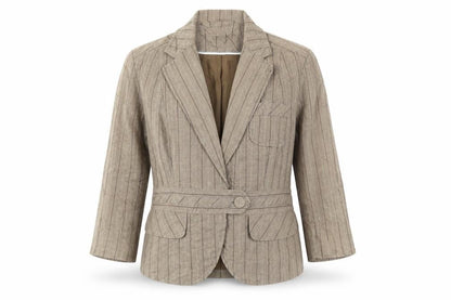 Next Womens Brown Striped  Jacket  Size 14  Button