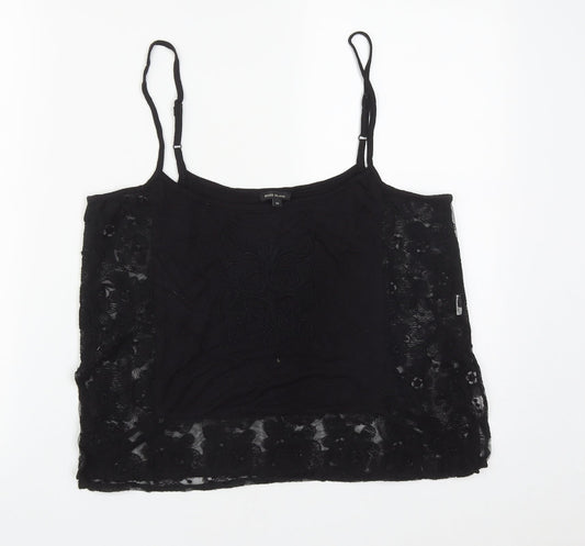 Womens UK Size 10 River Island Black Cropped Tank