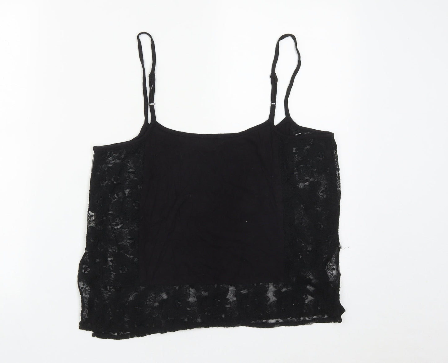 Womens UK Size 10 River Island Black Cropped Tank