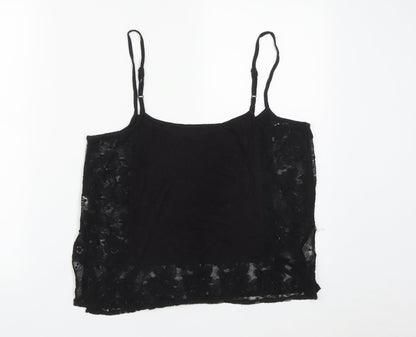 Womens UK Size 10 River Island Black Cropped Tank