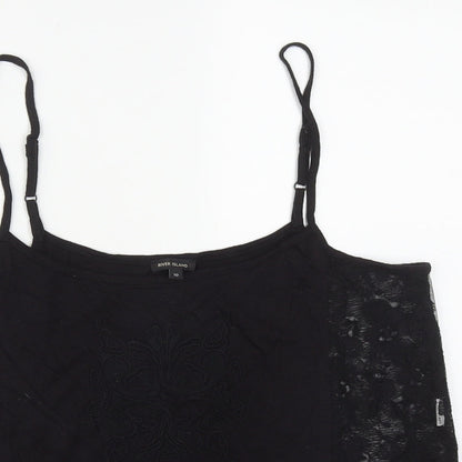 Womens UK Size 10 River Island Black Cropped Tank