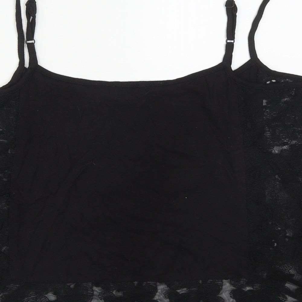 Womens UK Size 10 River Island Black Cropped Tank