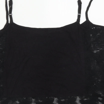 Womens UK Size 10 River Island Black Cropped Tank