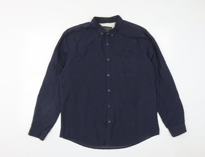 Mens UK Size L Debenhams Blue  Button-Up Long Sleeve Casual Shirt