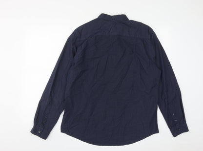 Mens UK Size L Debenhams Blue  Button-Up Long Sleeve Casual Shirt