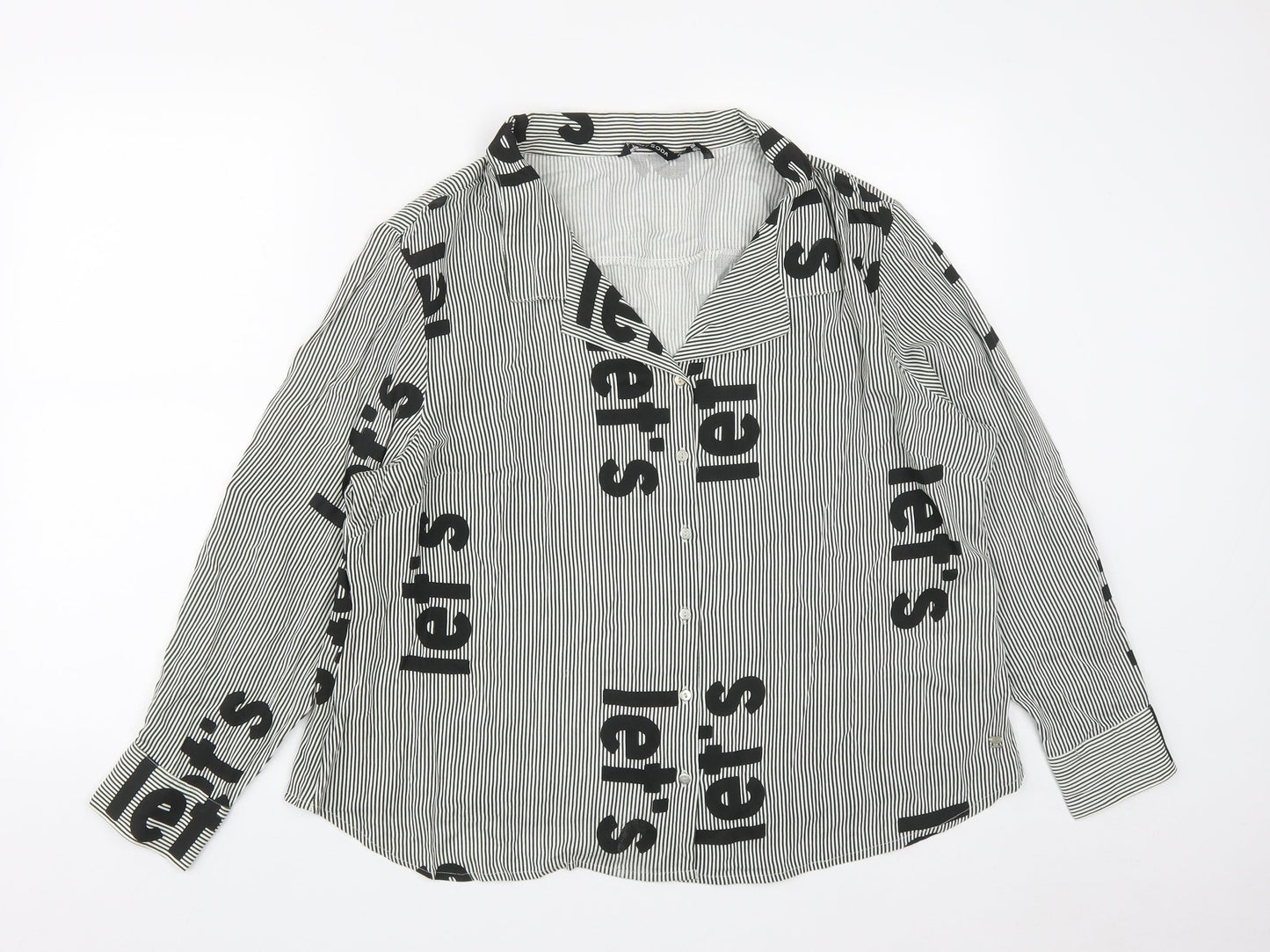 Sassy Soda Womens Multicoloured Striped Polyester Basic Button-Up Size L Collared