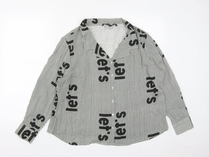 Sassy Soda Womens Multicoloured Striped Polyester Basic Button-Up Size L Collared