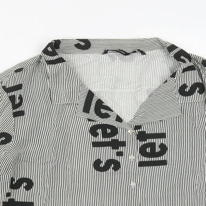 Sassy Soda Womens Multicoloured Striped Polyester Basic Button-Up Size L Collared