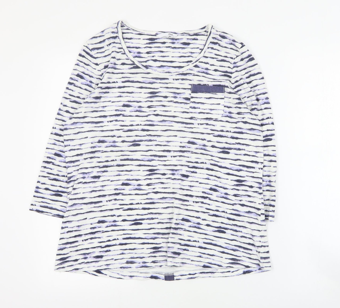 Womens UK Size S DASH Blue Basic T-Shirt