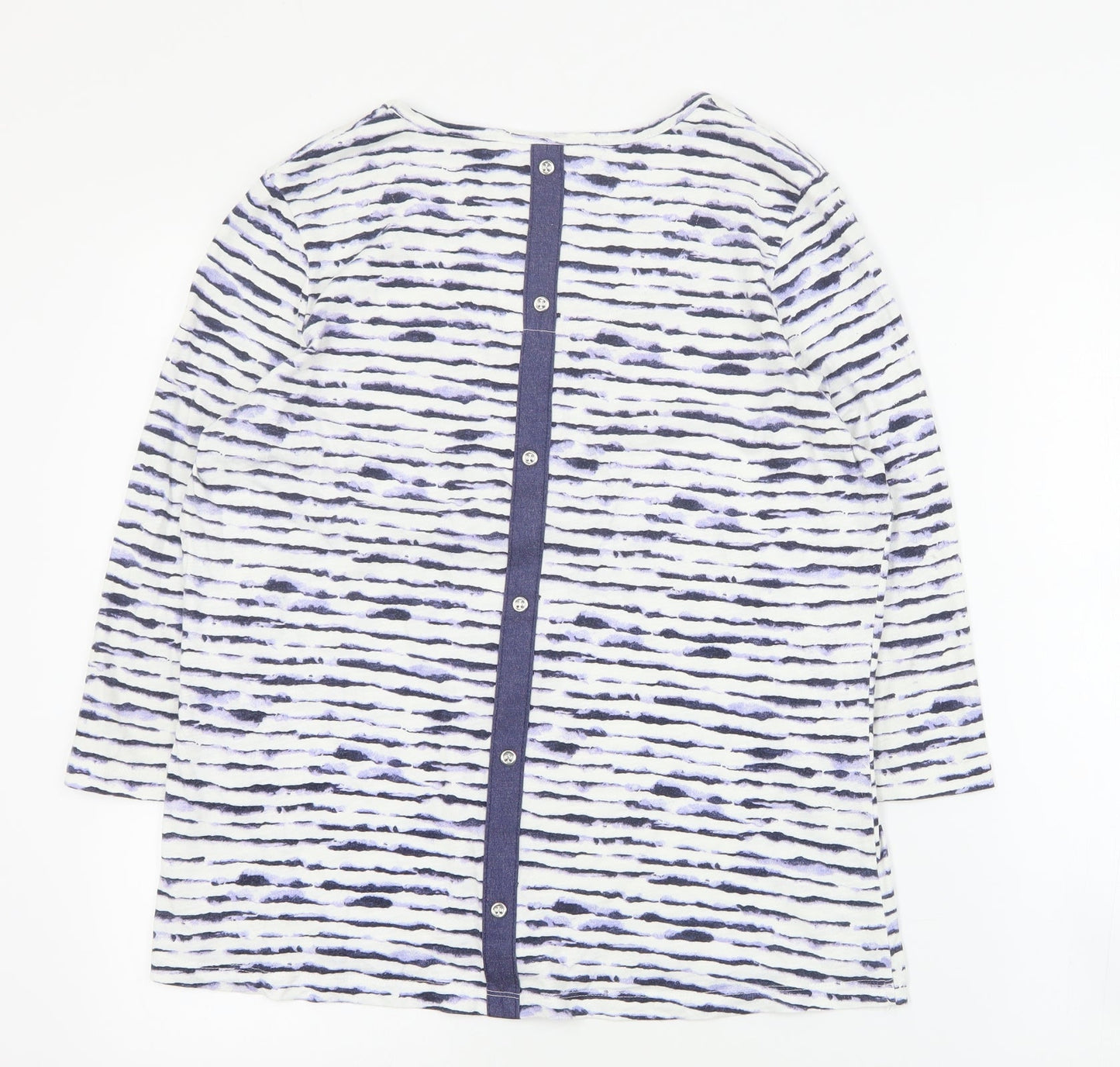 Womens UK Size S DASH Blue Basic T-Shirt