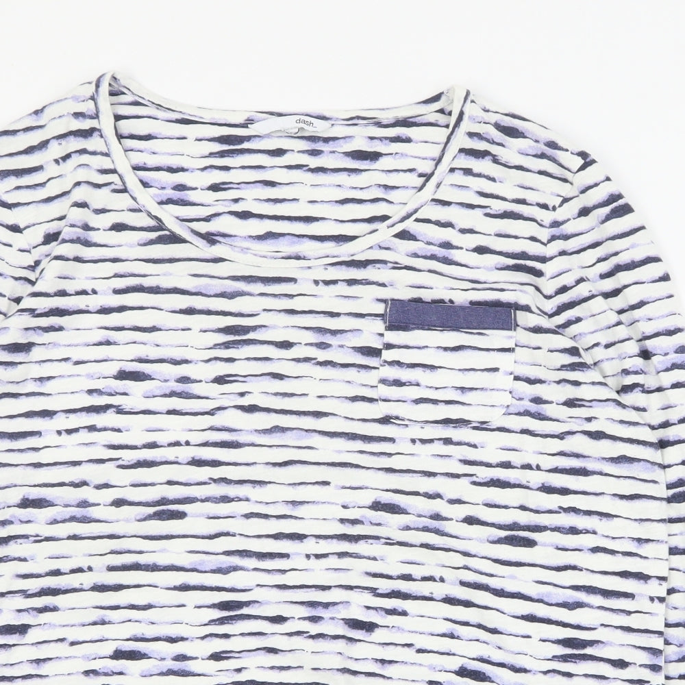 Womens UK Size S DASH Blue Basic T-Shirt