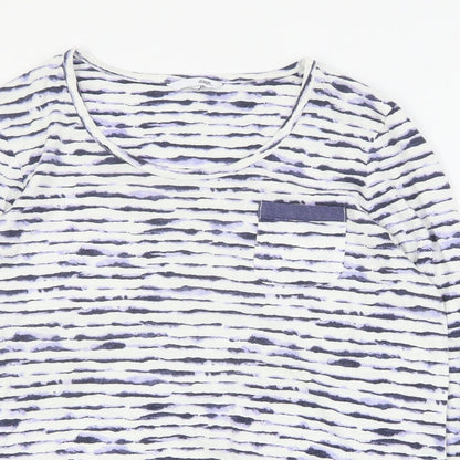 Womens UK Size S DASH Blue Basic T-Shirt
