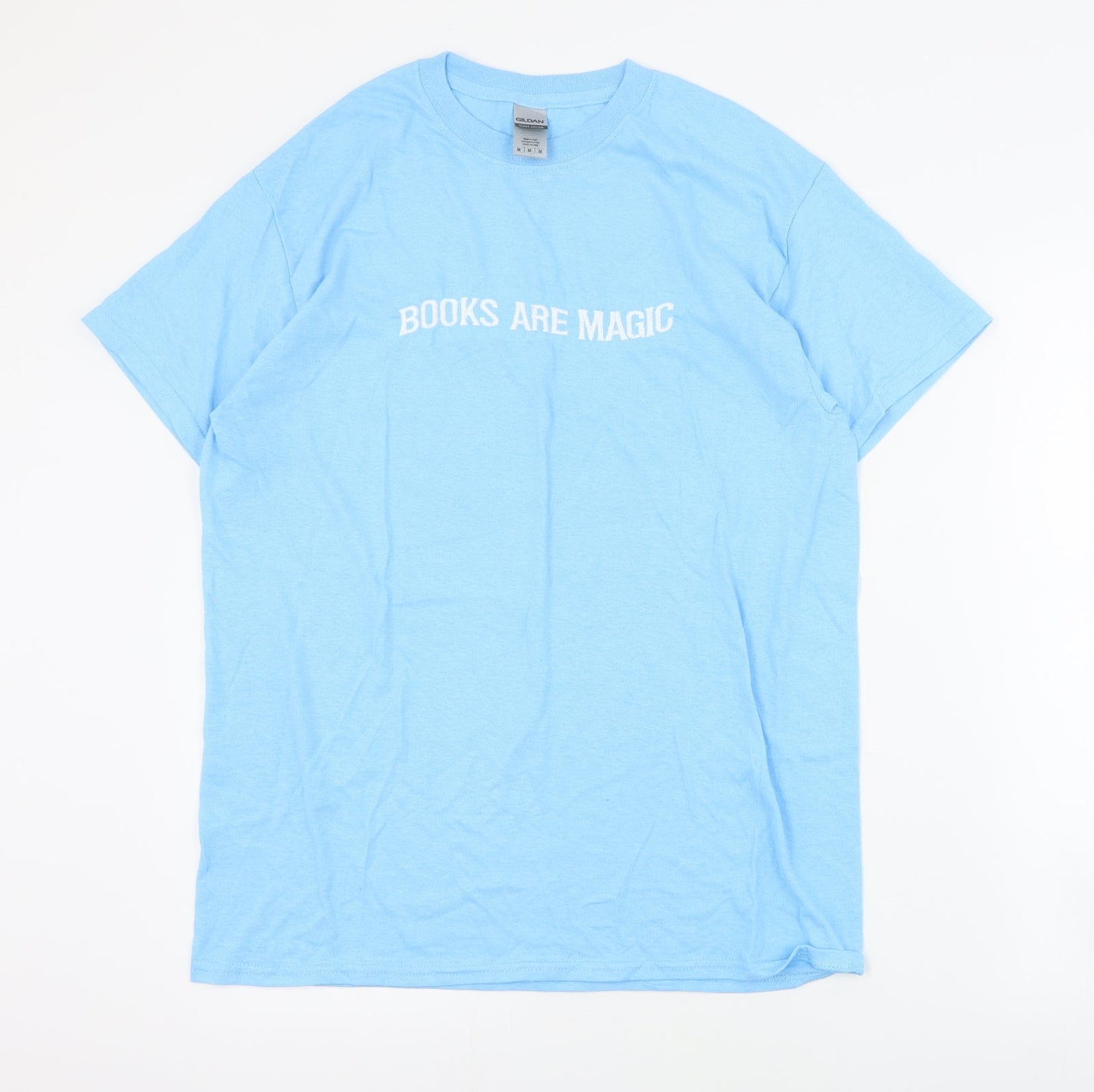 Womens UK Size M Gildan Blue Basic T-Shirt