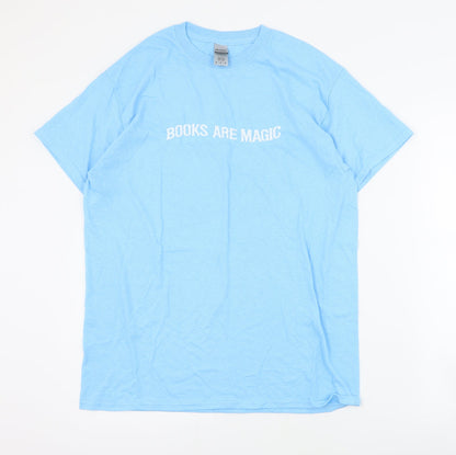 Womens UK Size M Gildan Blue Basic T-Shirt