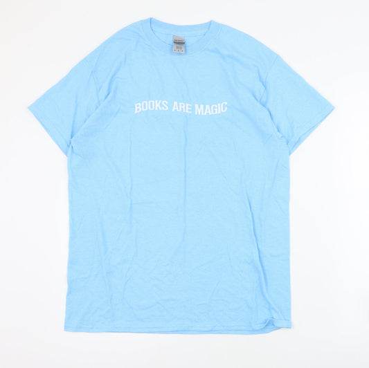 Womens UK Size M Gildan Blue Basic T-Shirt