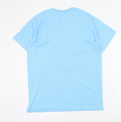Womens UK Size M Gildan Blue Basic T-Shirt