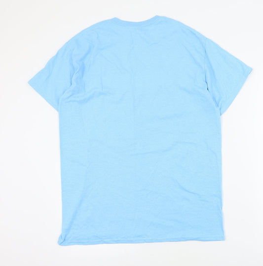 Womens UK Size M Gildan Blue Basic T-Shirt
