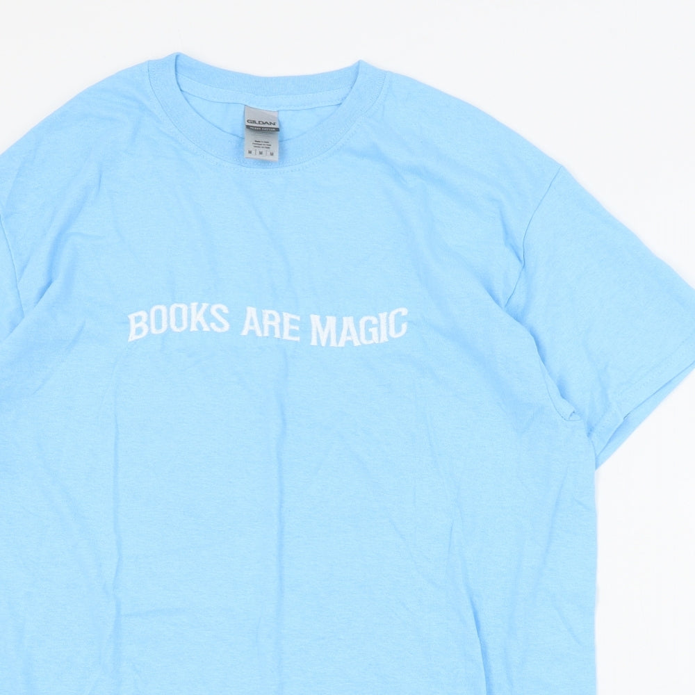 Womens UK Size M Gildan Blue Basic T-Shirt