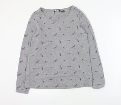 ESMARA Womens Grey Geometric Cotton Pullover Sweatshirt Size S  Pullover