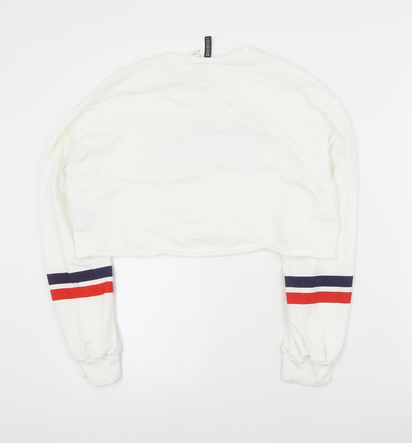 H&M Womens White  Cotton Pullover Sweatshirt Size S  Pullover - Cropped