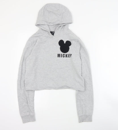 M&Co Girls Grey  Cotton Pullover Hoodie Size 13 Years  Pullover - Mickey Mouse