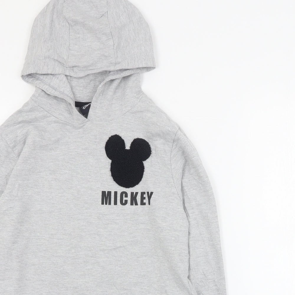M&Co Girls Grey  Cotton Pullover Hoodie Size 13 Years  Pullover - Mickey Mouse