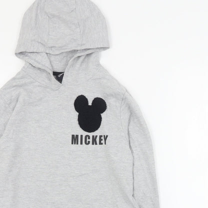 M&Co Girls Grey  Cotton Pullover Hoodie Size 13 Years  Pullover - Mickey Mouse