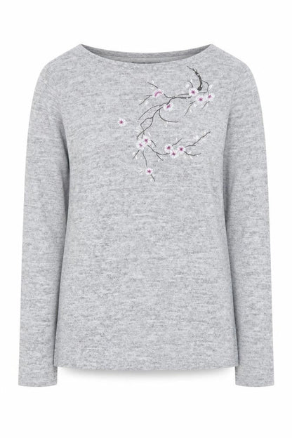 Jessica Graff Womens Grey Round Neck  Acrylic Pullover Jumper Size S