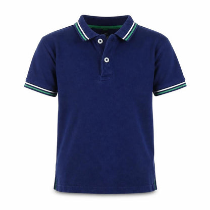 Marks and Spencer Boys Blue  Cotton Basic Polo Size 7-8 Years Collared Button