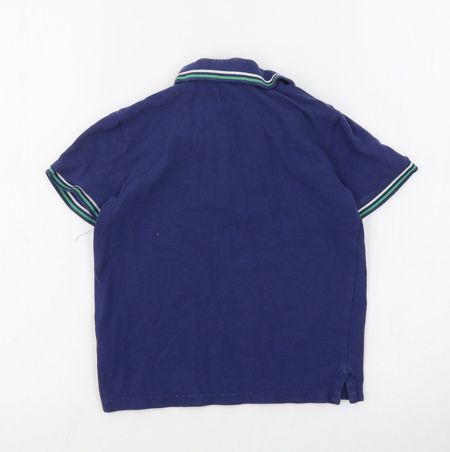Marks and Spencer Boys Blue  Cotton Basic Polo Size 7-8 Years Collared Button