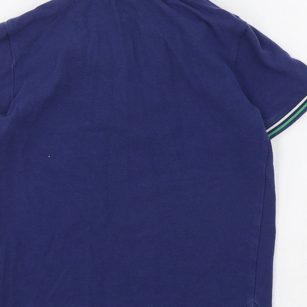 Marks and Spencer Boys Blue  Cotton Basic Polo Size 7-8 Years Collared Button