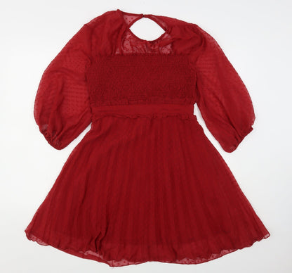 ASOS Womens Red  Polyester A-Line  Size 10  Round Neck Snap