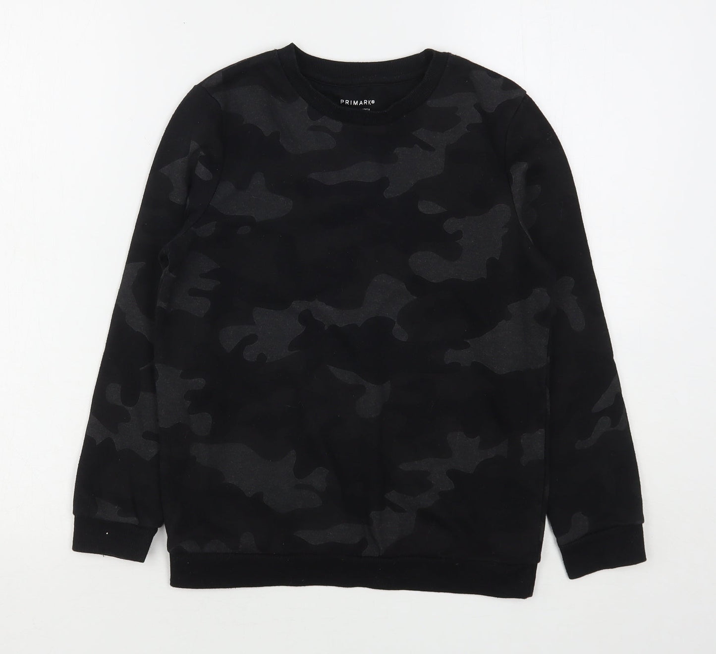 Primark Boys Black Camouflage Polyester Pullover Sweatshirt Size 9-10 Years