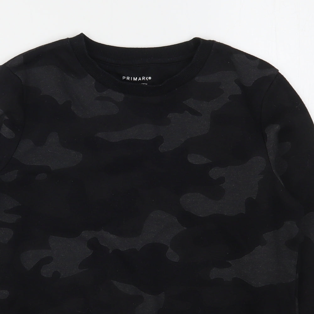 Primark Boys Black Camouflage Polyester Pullover Sweatshirt Size 9-10 Years