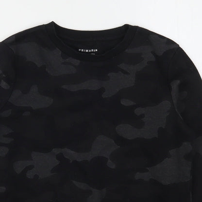 Primark Boys Black Camouflage Polyester Pullover Sweatshirt Size 9-10 Years